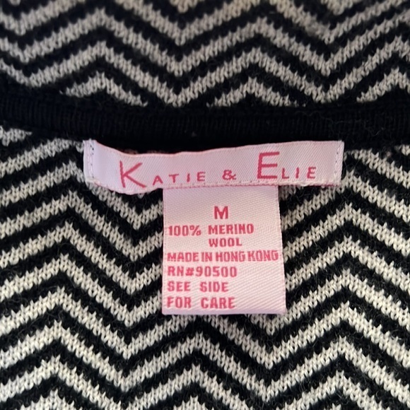Katie & Elie‎ 100% Merino Wool chevron sweater/blazer/cardigan size M - Picture 7 of 9